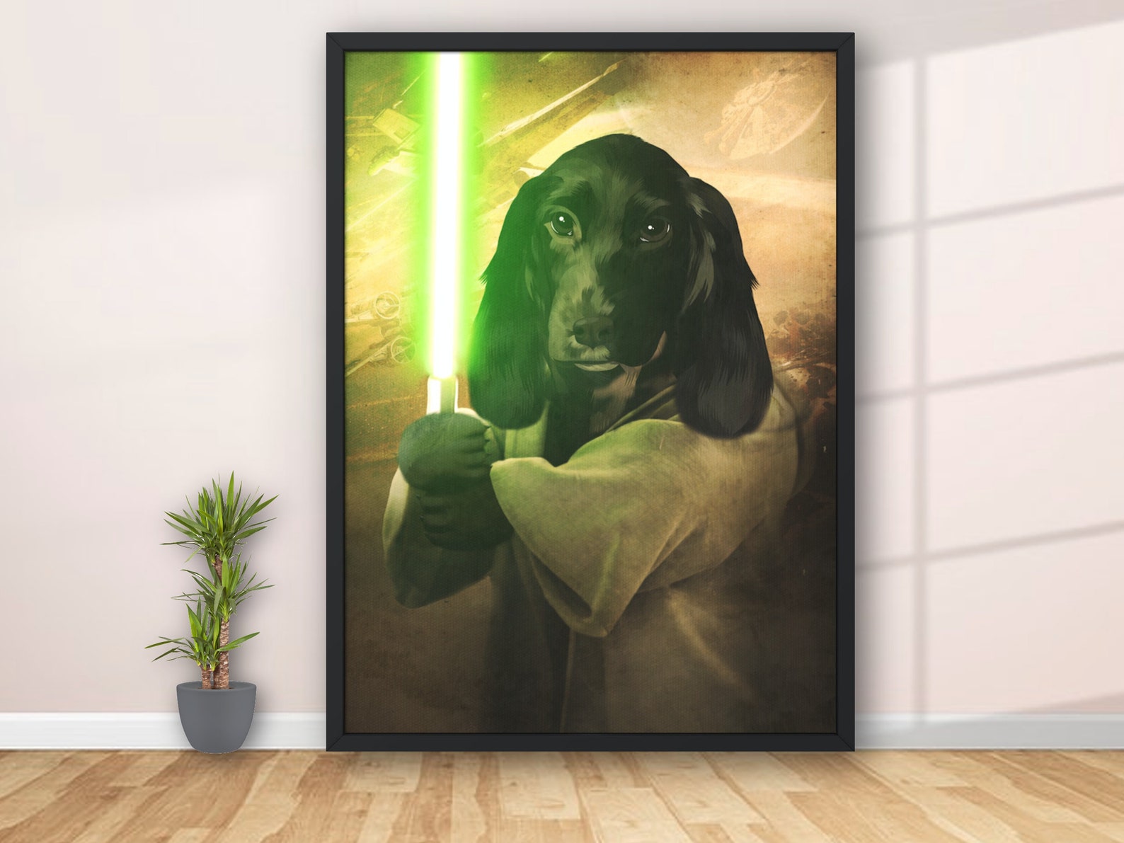 Yoda Custom Pet Portrait Digital Premium Canvas Premium image 1