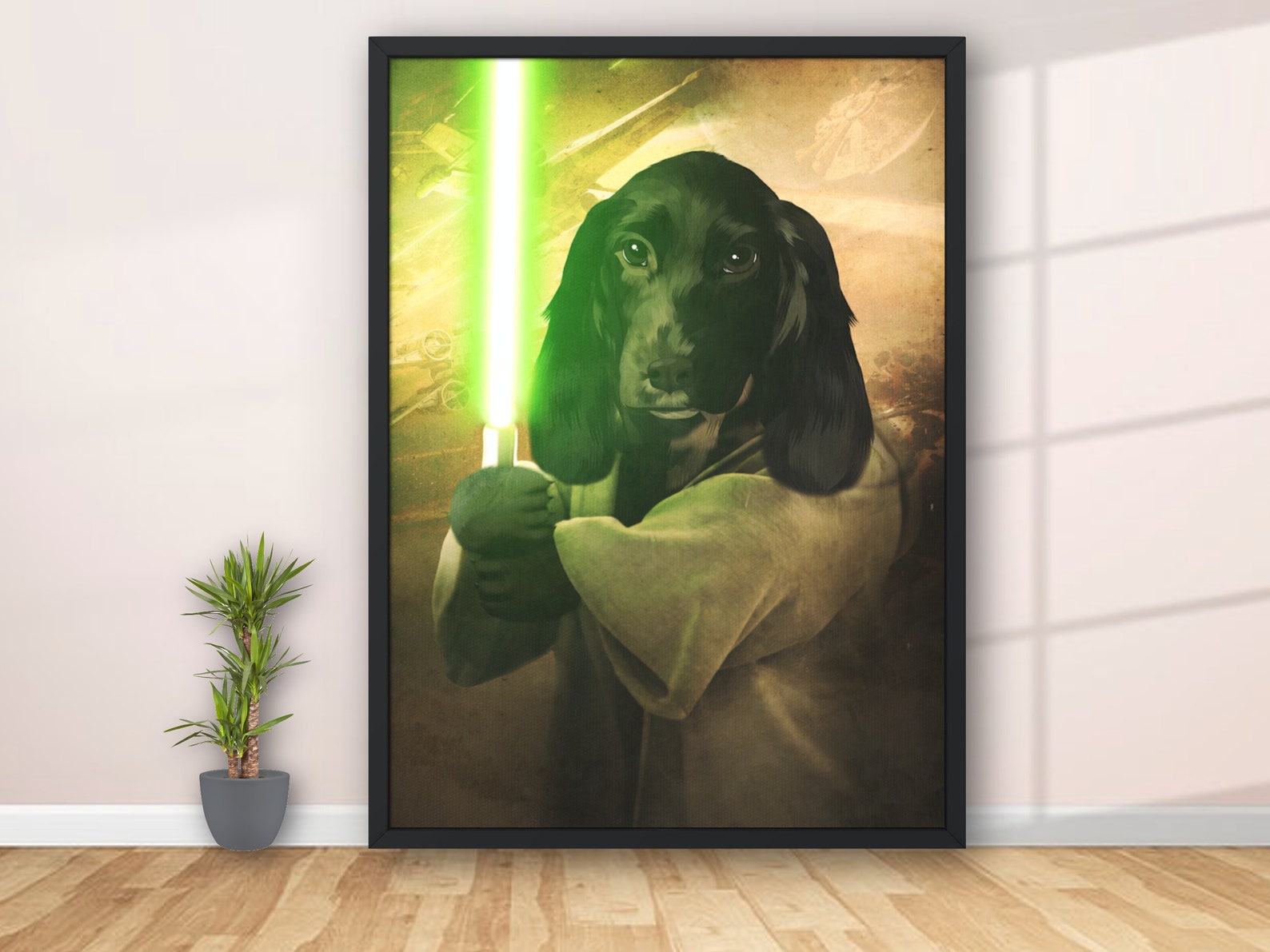 Yoda Custom Pet Portrait  Digital Premium Canvas Premium image 1