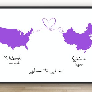 Benutzerdefinierte Karte Herz Poster, personalisierte Karte Druck, zwei Karte Herz Drucke, Fernbeziehung Geschenk, benutzerdefinierte Hochzeitsgeschenk, Verlobungsgeschenk
