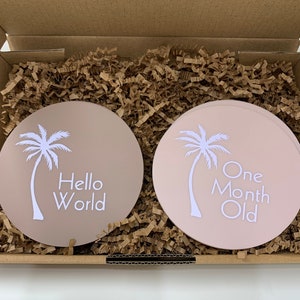 Palm Baby Meilenstein Plättchen Set - Kostenlose Geschenkverpackung
