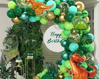 Dinosaur Jungle Balloon Arch Kit 105 pieces - Dinosaur, green, confetti