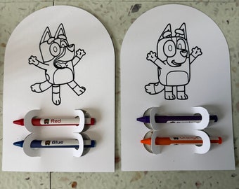 Colouring Activity Party Favour - kids lolly bag filler bluey inspired