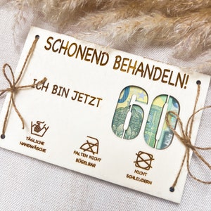 Geldgeschenk Karte aus Holz – Geschenk zum Geburtstag – Personalisiert Laser graviert mit Name – kreatives Geschenk - schonend behandeln