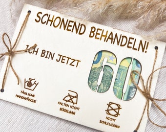 Geldgeschenk Karte aus Holz – Geschenk zum Geburtstag – Personalisiert Laser graviert mit Name – kreatives Geschenk - schonend behandeln