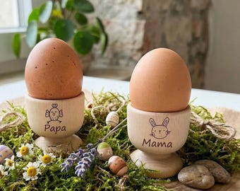 Eierbecher personalisiert mit Name aus Holz – Eierbecher zu Ostern – Osterdeko für Frühstückstisch - 3