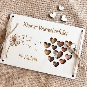Geldgeschenk Karte aus Holz – Geschenk zum Geburtstag Personalisiert Laser graviert mit Name – kreatives Geschenk Wunscherfüller Pusteblume