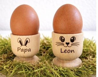 Eierbecher personalisiert mit Name aus Holz – Eierbecher zu Ostern – Osterdeko für Frühstückstisch - 2