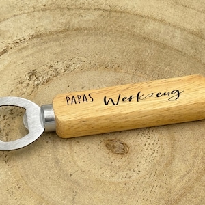 Bottle opener for dad for Father's Day made of wood beer opener for grandpa colorful UV print Papas Werkzeug