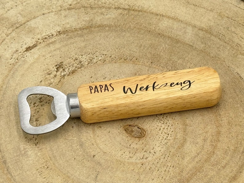 Bottle opener for dad for Father's Day made of wood beer opener for grandpa colorful UV print Papas Werkzeug