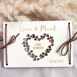 Hochzeitsgeschenk personalisiert – Geldgeschenk Karte für Hochzeit oder Jubiläum – Geschenk für Brautpaar – Karte aus Holz – Herz 2