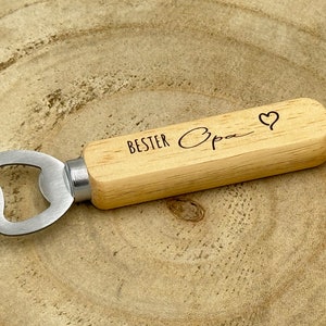 Bottle opener for dad for Father's Day made of wood beer opener for grandpa colorful UV print Bester Opa Herz sch