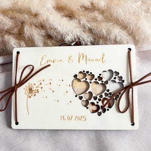 Hochzeitsgeschenk personalisiert – Geldgeschenk Karte für Hochzeit oder Jubiläum – Geschenk für Brautpaar – Karte aus Holz – Pusteblume 2