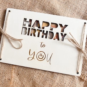 Geldgeschenk Karte zum Geburtstag aus Holz – Geschenk zum Geburtstag – Laser graviert – Geburtstagkarte – Happy Birthday
