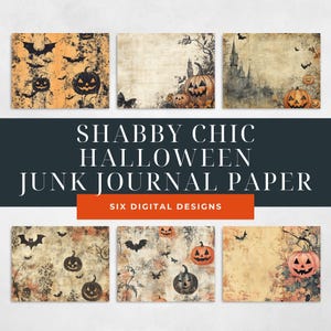 Vintage Shabby Chic Halloween Papers, Halloween Printable Journal Pages, Halloween 6 Digital Papers, Paper Craft, Collage Sheets
