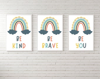 Set of 3 Prints, Rainbow Wall Art, Rainbow Decor, Kids Playroom Decor, Girls Nursery, Rainbow Printables