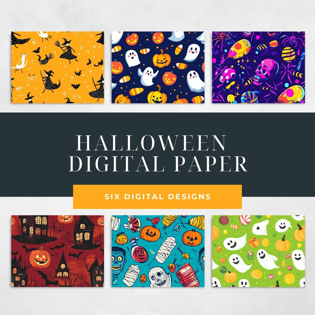 Halloween Seamless Pattern, Halloween Digital Papers, Paper Craft ...