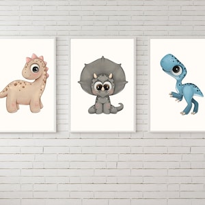Set of 3 Prints, Dinosaur Wall Art, Dinosaur Decor, Kids Playroom Decor, Boys Nursery, Dinosaur Printables