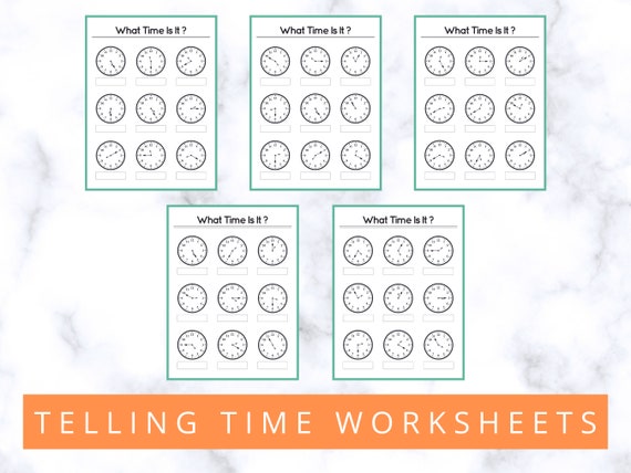 Telling Time Printable Clock Worksheets Learning Activity - Etsy