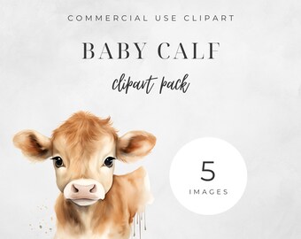 Cow Clipart Commercial License, Transparent PNGs, Cute Watercolor Farm Animals, Baby Shower Clip Art, Nursery Decor