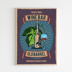 Vintage Wine Print - Retro Winebar Poster - Wine Market Wandkunst - Wine Shop Wandkunst - Comics Poster