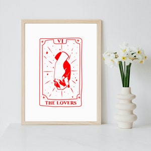 The Lovers Tarot Kartendruck | Spirituelle Wandkunst | Verliebte Poster | The Lovers Tarot Karte Wandkunst | Digitaler Download | Druckbare Wandkunst