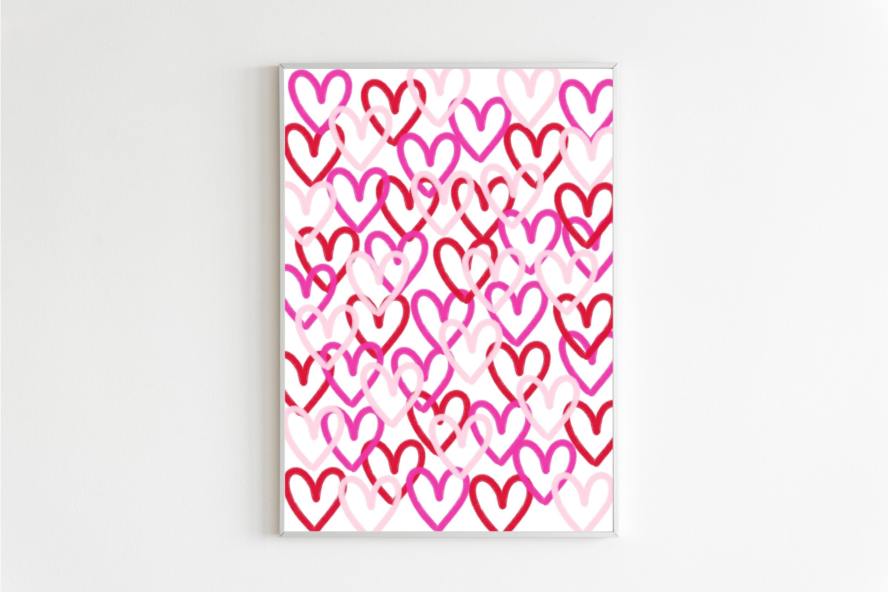 Pink Heart Wall Art Preppy Wall Art Pink Art Print Etsy