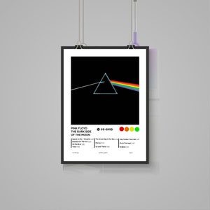 Cartel minimalista de Pink Floyd, El lado oscuro de la luna, Arte imprimible, Cartel de portada de álbum, Decoración del hogar de música, Regalo de música, Arte de pared