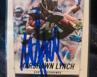 Marshawn Lynch Authentic Hand Signed Panini Card Autographed HOF Future Football Hall Of Fame Seattle Seahawks Autograph Bills