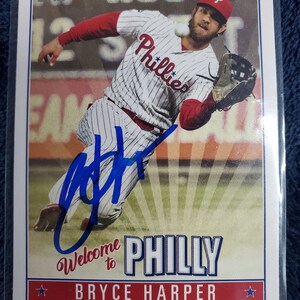 Bryce Harper Authentic Hand Signed 2019 Topps Baseball Card Autographed Philadelphia Phillies Autograph Washington Nationals All Star MVP