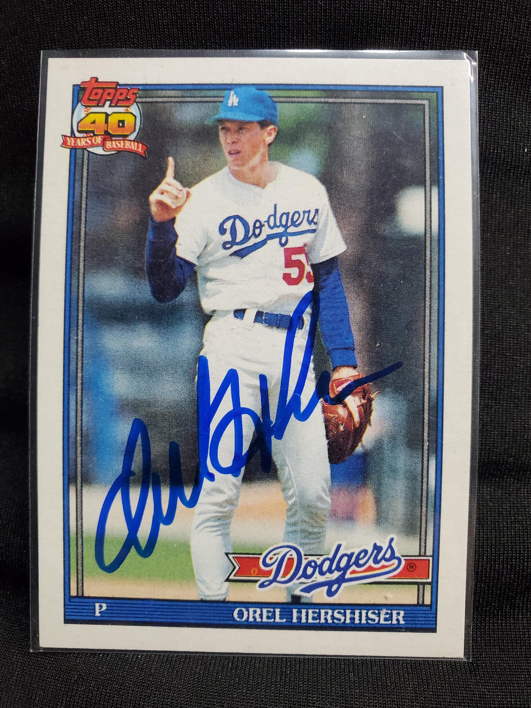 Orel Hershiser Authentic Hand Signed 1991 Topps Autographed Card