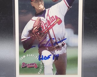 Tom Glavine Authentic Hand Signed Topps Baseball CardAutographed Atlanta Braves HOF Baseball Hall of Fame Autograph Auto