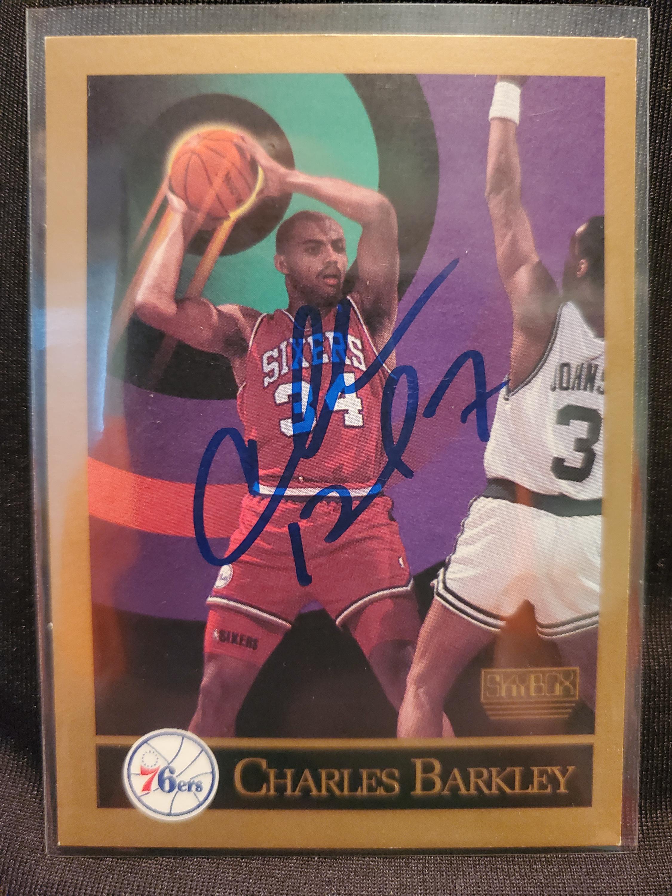 Charles Barkley Authentic Hand Signed 1990 Skybox Basketball Card