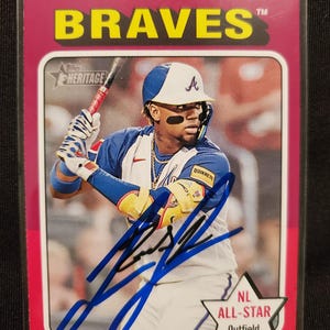 Ronald Acuna Jr Authentic Hand Signed Topps Baseball Card Atlanta Braves Autographed All Star Autograph