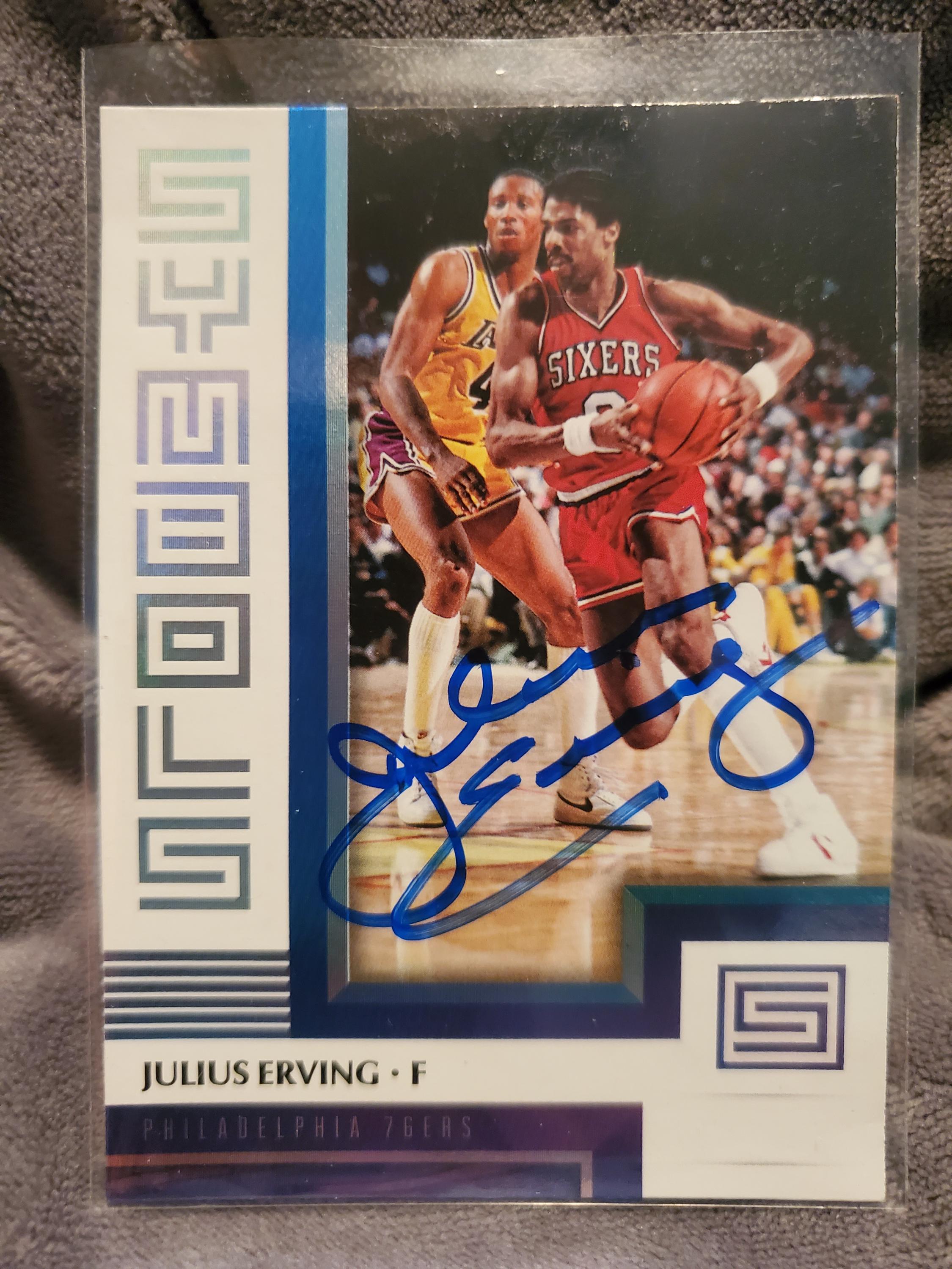 Julius Dr J Erving Authentic Hand Signed Panini Basketball Card