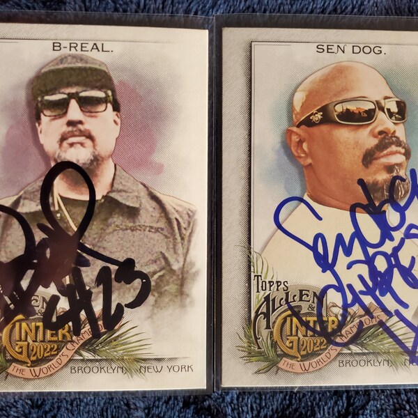 Cypress Hill B-Real & Sen Dog Authentic Hand Signed 2022 Topps Cards 420 Rapper Singer Autographed Insane In The Brain Autograph Rap Legends