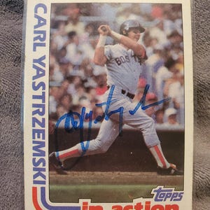 Carl Yastrzemski Signed Topps Baseball Card HOF Autographed Yaz