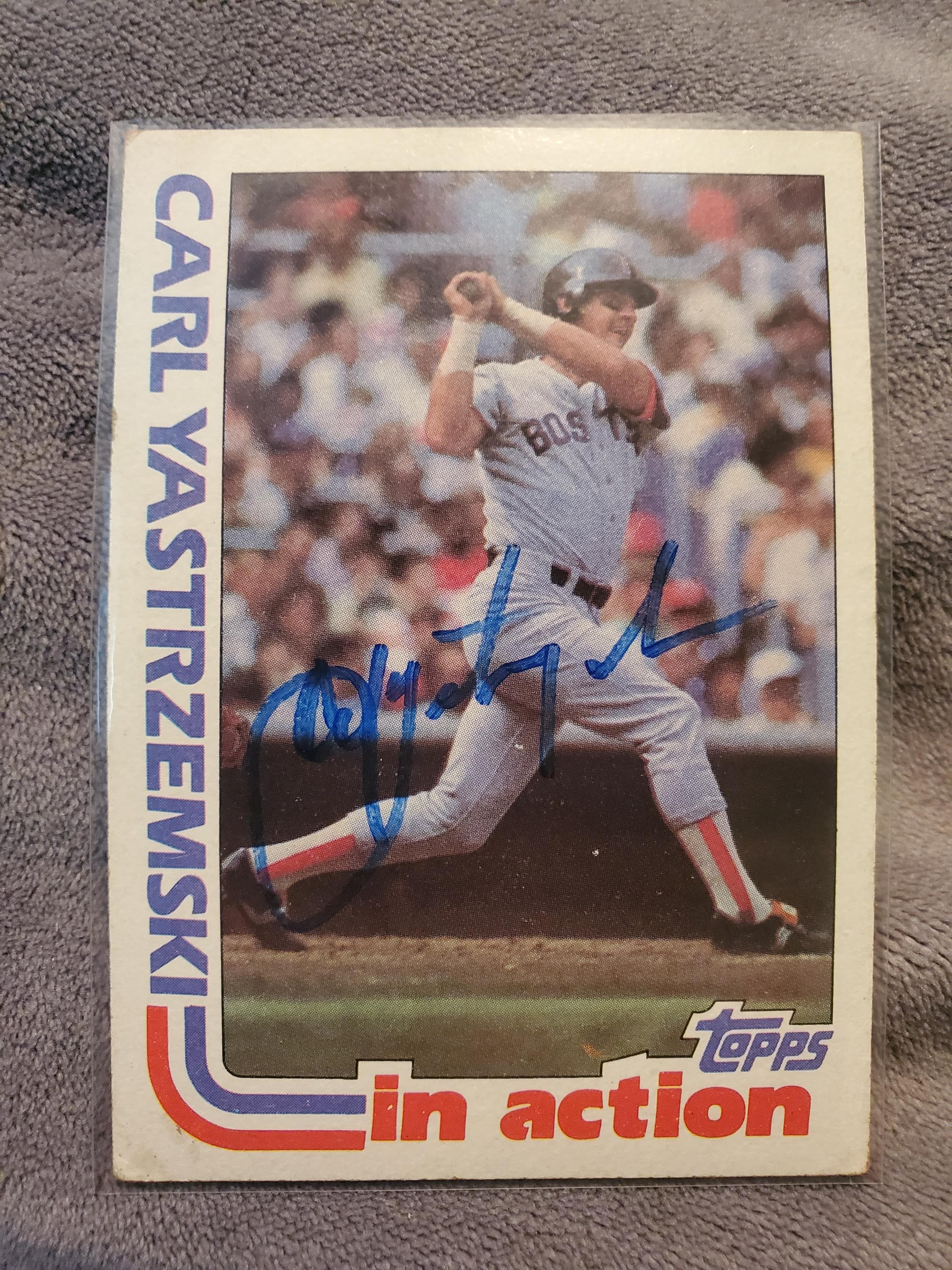 Carl Yastrzemski Signed Topps Baseball Card HOF Autographed Yaz