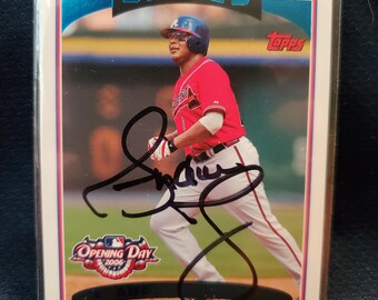 Andruw Jones Authentic Hand Signed 2006 Topps Baseball Card HOF Autographed Atlanta Braves HOF Future Hall of Fame Autograph Auto