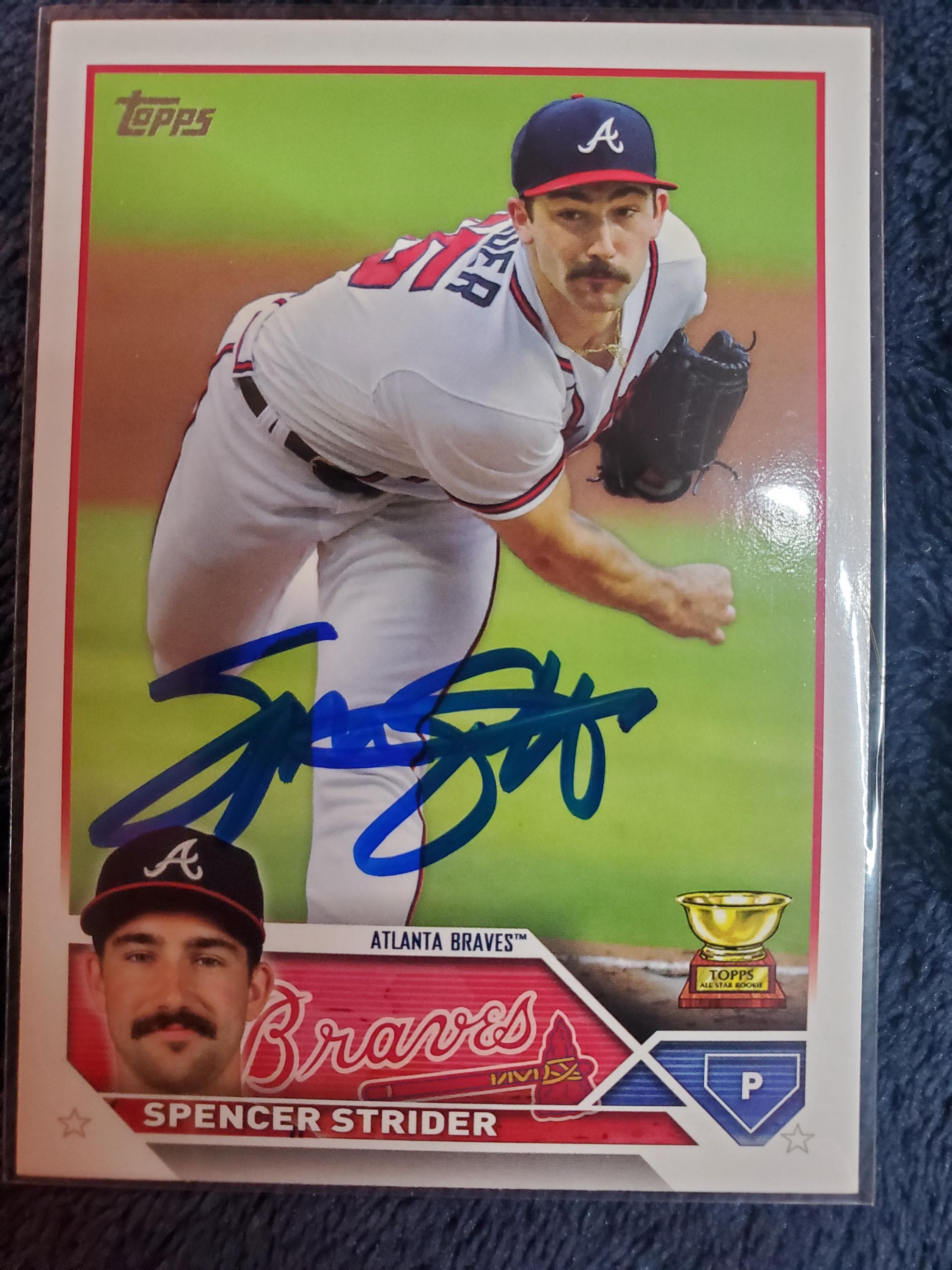 Spencer Strider Authentic Hand Signed Topps Rookie Card Baseball 