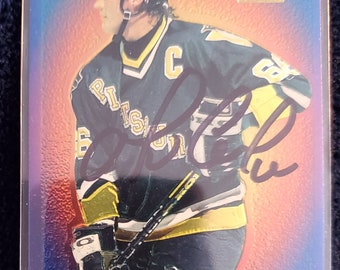Mario Lemieux Authentic Hand Signed 1994 Topps Stadium Club Card Autographed Pittsburgh Penguins Hockey Hall Of Fame Autograph HOF