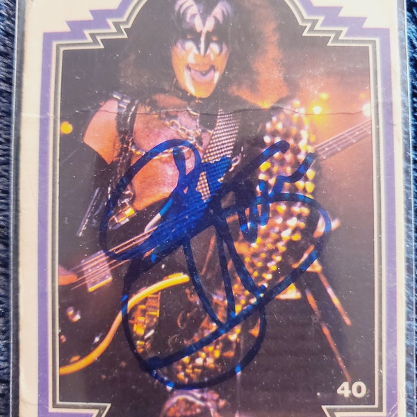 Gene Simmons Signed 1978 Kiss Music Trading Card Autographed HOF Auto Rock And Roll All Night Black Diamond Hall Of Fame Creases