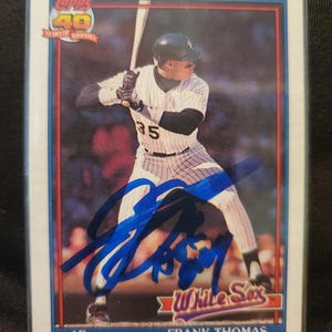 Frank Thomas Authentic Hand Signed 1991 Topps Baseball Card Autographed Chicago White Sox Auto HOF Hall of Fame Big Hurt Autograph