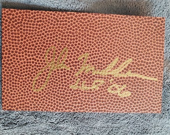 John Madden Authentic Hand Signed 3x5 Football Textured Index card Autographed Deceased HOF Tuff Autograph Card Oakland Raiders Coach