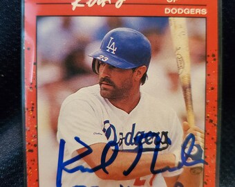 Kirk Gibson Authentic Hand Signed 1990 Donruss Baseball Card Autographed KC Royals Autograph Los Angeles Dodgers MVP Auto Detroit Tigers