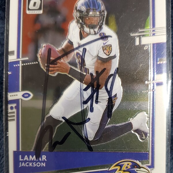 Lamar Jackson Authentic Hand Signed 2020 Optic Absolute Football Card Autographed Baltimore Ravens Future Hall of Fame Autographed HOF