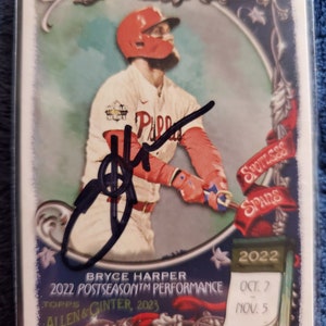 Bryce Harper Authentic Hand Signed 2023 Topps Baseball Card Autographed Philadelphia Phillies Autograph Washington Nationals All Star MVP