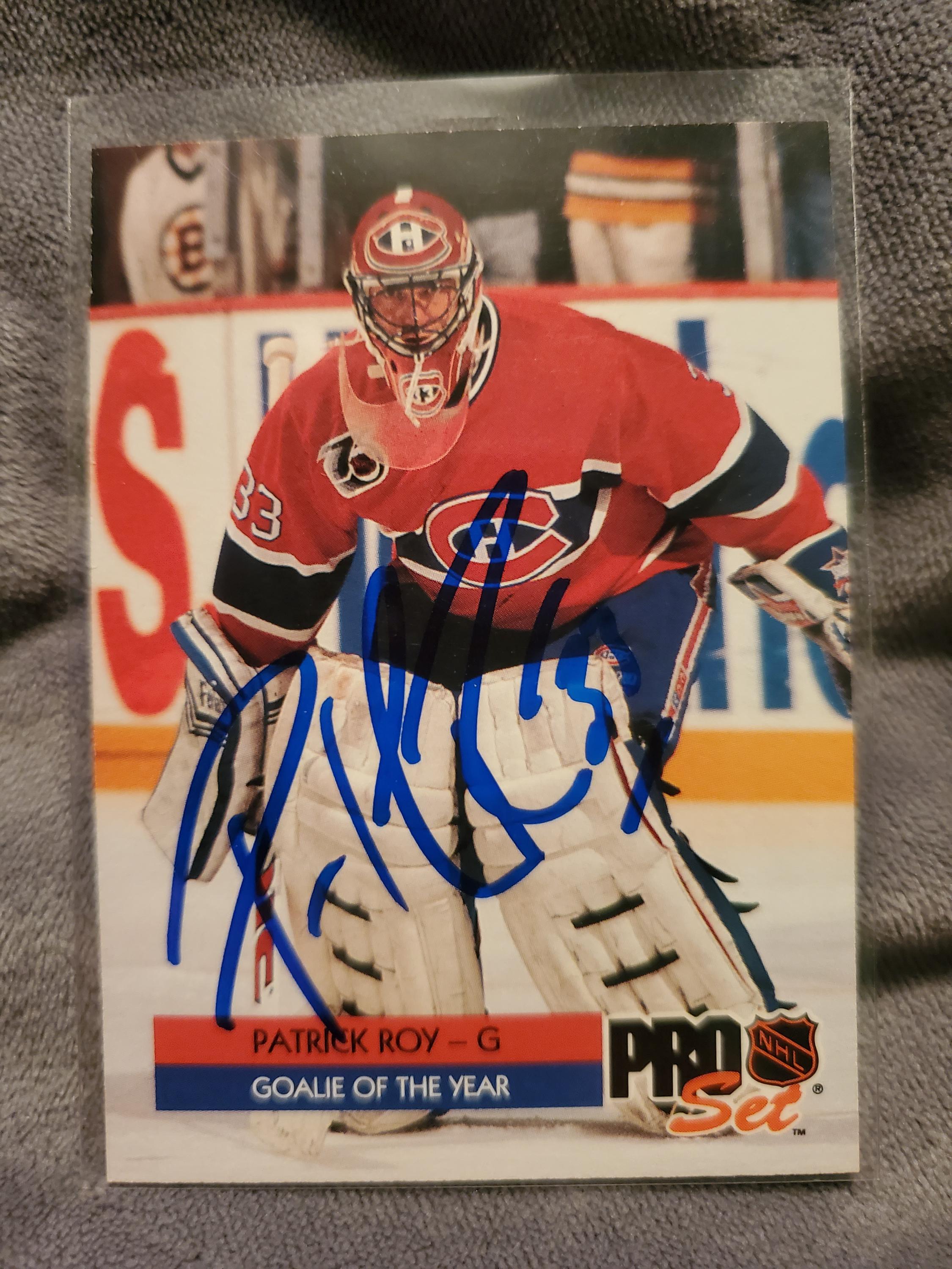 Patrick Roy Signed 1992 Pro Set Hockey Card Montreal Canadians