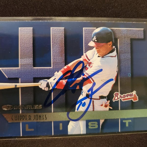 Chipper Jones Authentic Hand Signed Donruss Baseball Card Atlanta Braves Autographed World Series Hall Of Fame Autograph HOF
