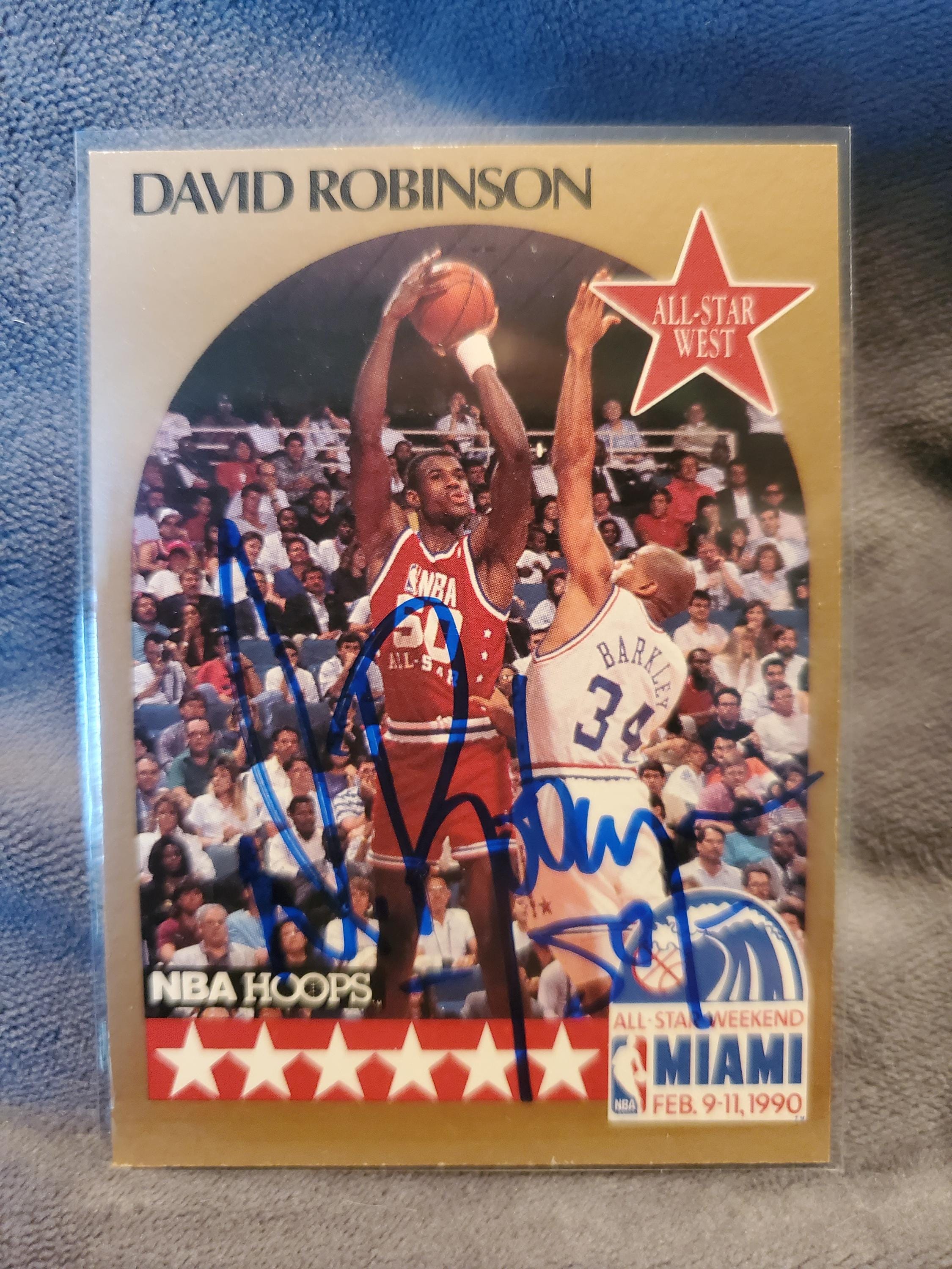 David Robinson Authentic Hand Signed 1990 Hoops Rookie Card
