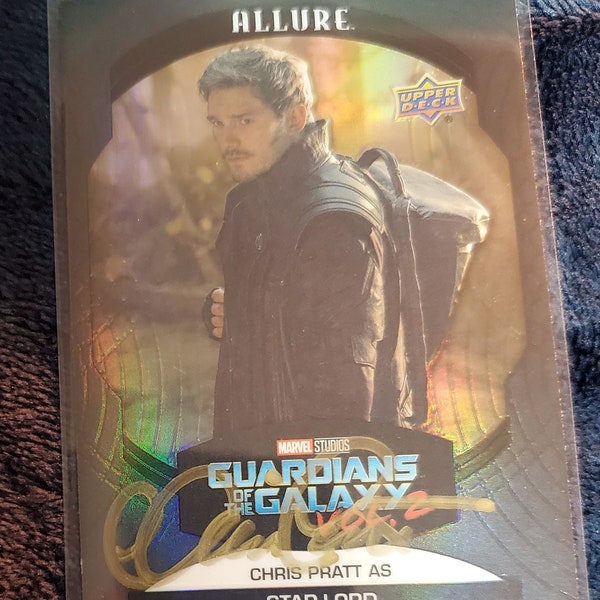 Chris Pratt Authentic Hand Signed Upper Deck Guardians Of The Galaxy Card Autographed Marvel Jurassic World Autograph Star-Loard